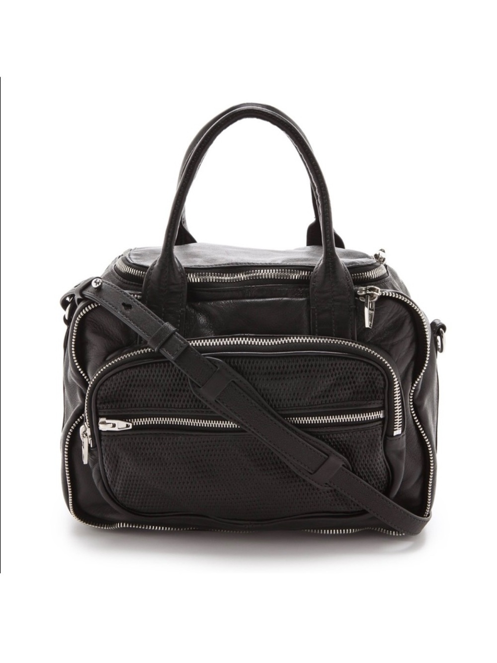 Alexander Wang Black Leather Satchel with Silver Hardware